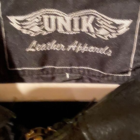 UNIK Black Leather Riding Jacket Size Large - Picture 16 of 16